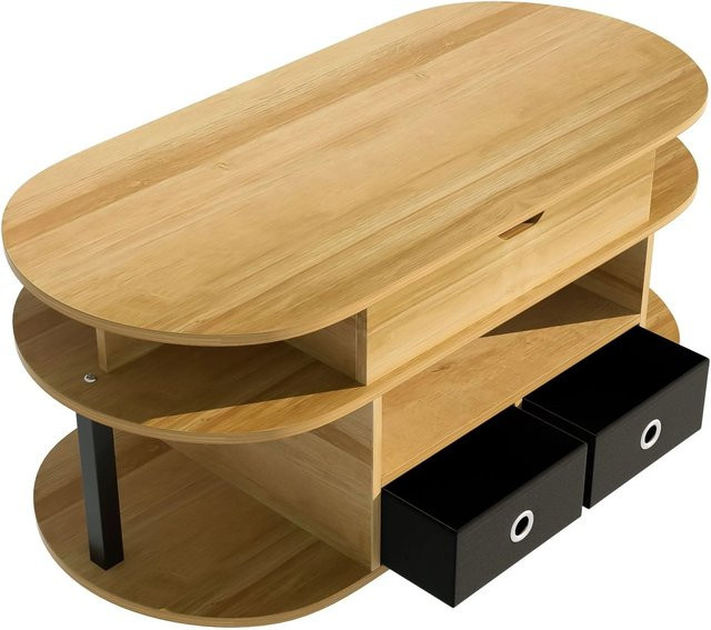 okwish Couchtisch mit Hebefunktion und Stauraum in Natur mit Holzmaserung, B/T/H: 105 x 50 x 40 cm - Bild 1