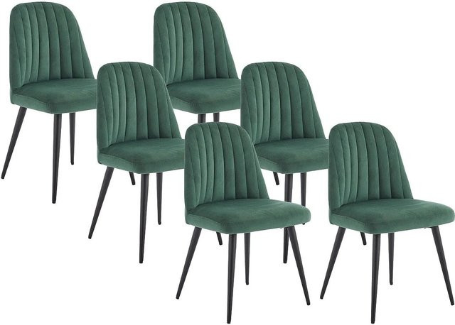 Vente-unique Stuhl Eleana in Smaragdgrün aus Samt mit Metallgestell, Breite: 49 cm, Tiefe: 49 cm, Höhe: 49 cm - Bild 1