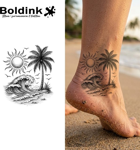 BOLDINK Sunshine Wave Tattoo-Aufkleber, Unisex - Bild 1