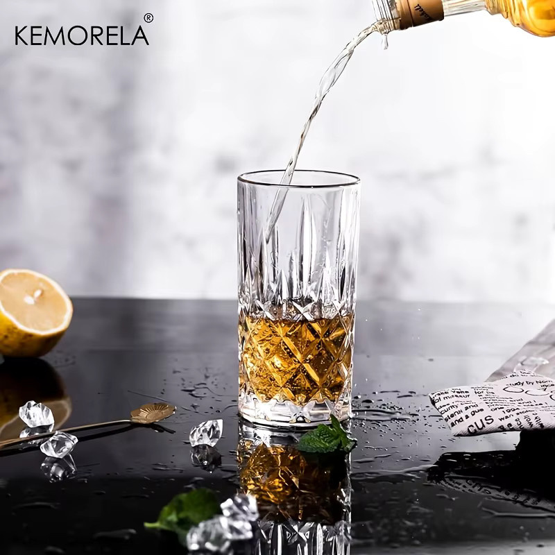 KEMORELA Glasbecher Tumbler transparent mit geometrischem Design, 423 ml - Bild 4