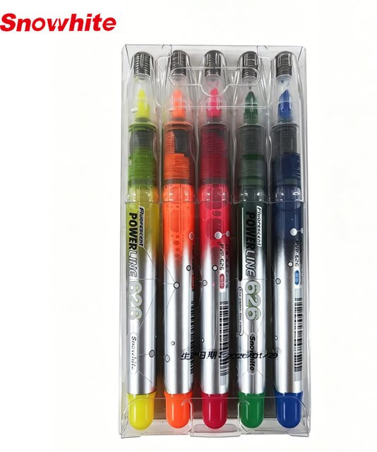 Snowhite Direktflüssiger Textmarker-Set mit 5 Farben, Mehrfarbige Markierstifte mit Keilspitze für Schule und Büro - Bild 1