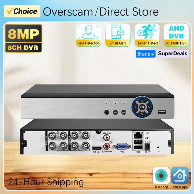 XMEYE 8-Kanal 4K AHD CCTV DVR Rekorder mit Gesichtserkennung, Hybrides Sicherheitssystem, Analoger Überwachungsvideorekorder in Schwarz - Bild 1