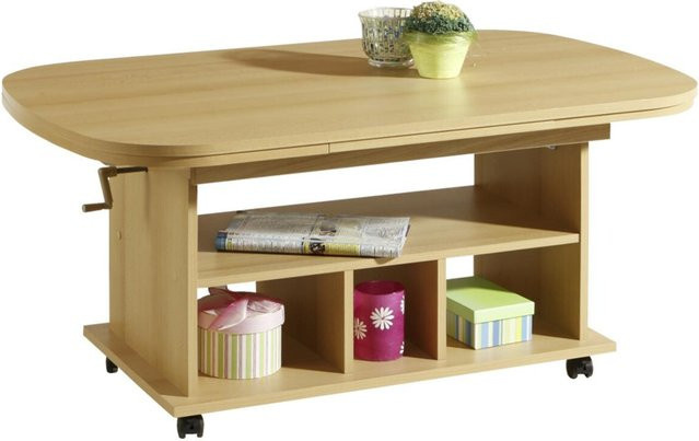 Couchtisch Babsi III von Hela in Buche Nachbildung, braun, höhenverstellbar mit Rollen, B/H/T: 107 x 53 x 67 cm - Bild 1