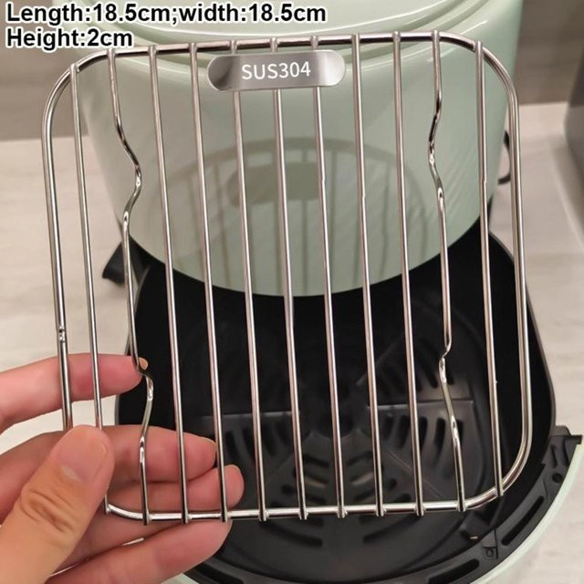 JYxiayi Heißluftfritteusen-Gestell aus 304 Edelstahl, rundes Grillgitter in Silber, Durchmesser: 18,5 cm - Bild 1