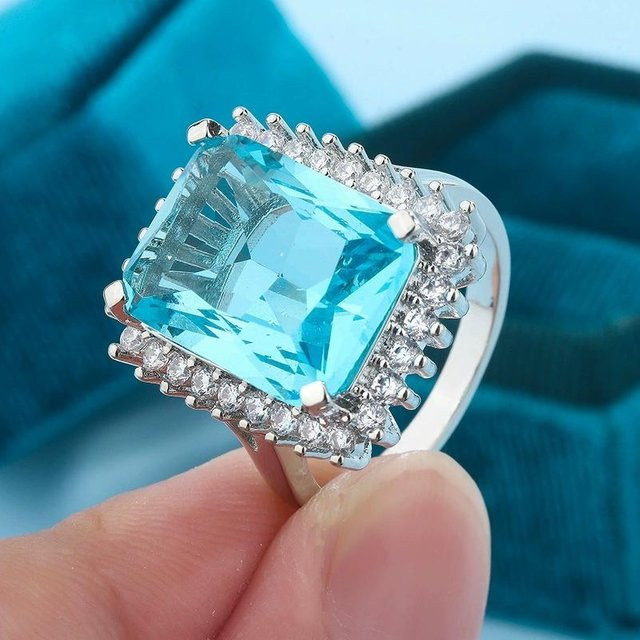 My fine jewelry Aquamarinring, 925 Silber, Zirkonia, Damen - Bild 1