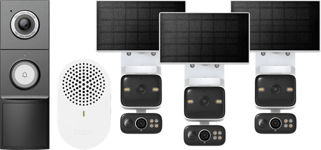 TP-Link Tapo C645D Solar Kit 3er-Pack mit D235 Smart Battery und Wired Doorbell in Schwarz mit Wi-Fi - Bild 1