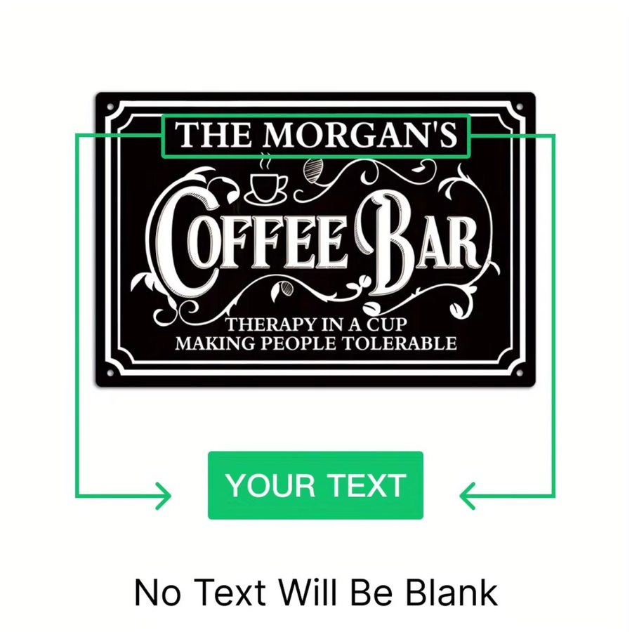 Personalisiertes Metallschild CIFBUY The Morgan's Coffee Bar in Rot und Schwarz mit individuellem Text im Vintage-Design - Bild 4