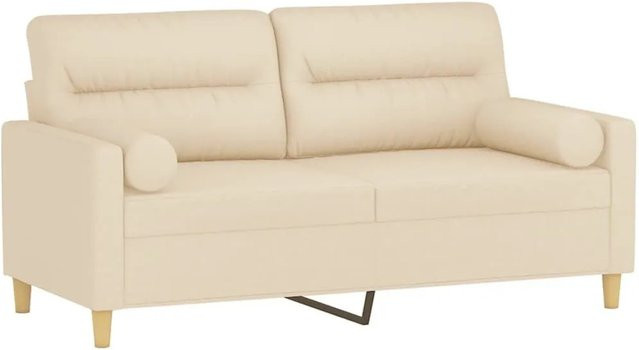 vidaXL 2-Sitzer-Sofa modern in Beige mit Zierkissen und Stoffbezug - Bild 1