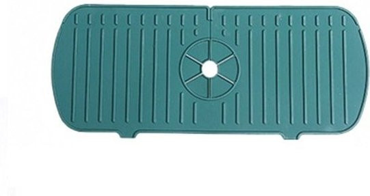 XYNN Silikon-Wasserhahnmatte in Grün als Spritzschutz für das Spülbecken und die Arbeitsplatte mit Wellen-Design, Breite: 35,0 cm, Tiefe: 14,5 cm - Bild 1