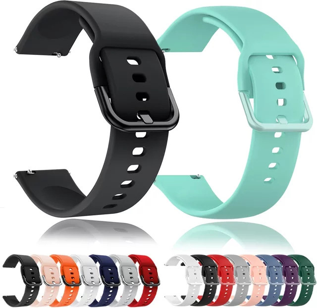Uhrenarmband Silikon, 22 mm, 20 mm, Schwarz, Unisex - Bild 1