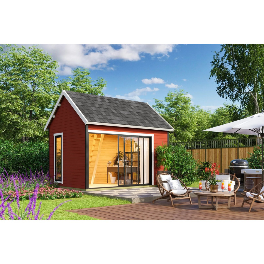 Lasita Gartenhaus Maja Murano mit Satteldach in Schwedenrot, B/H/T: 430 x 364,8 x 336,1 cm - Bild 2