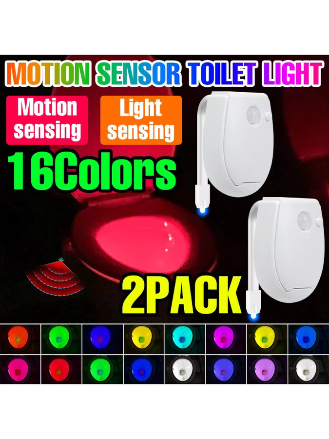 CanLing 2er-Pack LED-Toilettenlampe mit intelligentem PIR-Bewegungssensor und RGB-Nachtlicht für das Badezimmer, weiß/mehrfarbig - Bild 6