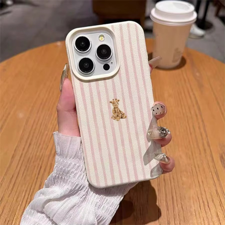Handyhülle für Samsung Galaxy S26 Ultra S25 FE S24 S23 S22 Plus A17 A37 A57 A56 A55 mit Giraffen- und Streifenmuster sowie niedlichem Schleifenknoten in Pink - Bild 3
