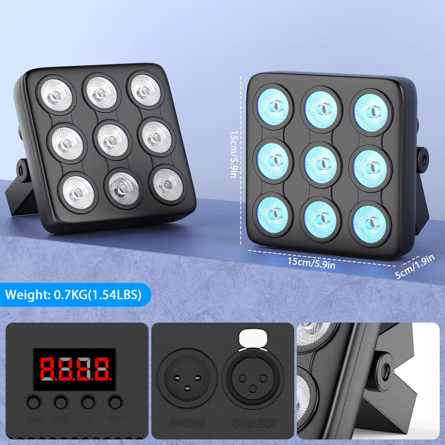 Yiflamefly 4er Set Quadratische Par-Scheinwerfer mit 180W RGBW LED Bühnenbeleuchtung und DMX-Steuerung für DJ, Party und Show - Bild 6