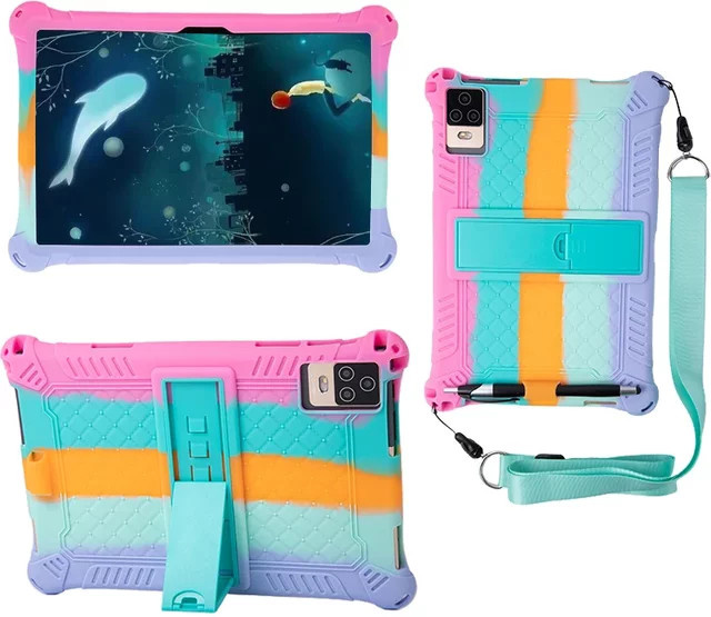 Greliana Silikon Schutzhülle für 10,1 Zoll Android Tablets, Stoßfest mit Standfunktion, Lila, B/H: 24 x 16 cm - Bild 1