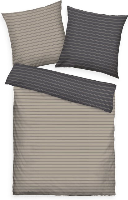TOM TAILOR Bettwäsche aus Mako-Satin in Braun und Beige mit modernem Grafik-Design, Breite: 155 cm, Länge: 220 cm - Bild 1