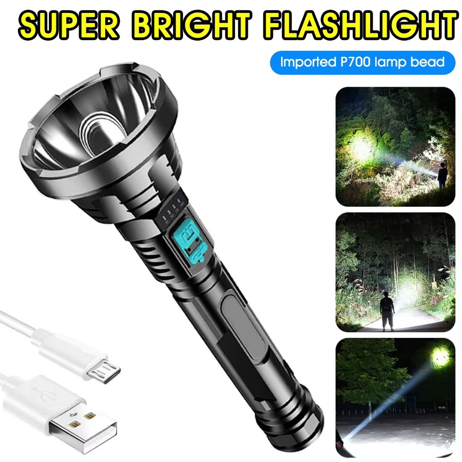 ESMARTER LED-Taschenlampe in Schwarz mit USB-Aufladung und Batterieanzeige - Bild 4