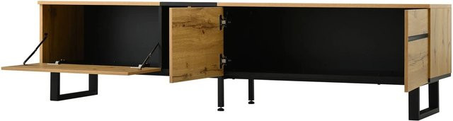 okwish TV-Ständer mit Klappfach und Fächern für dein Wohnzimmer in Natur, B/T/H: 180 x 38 x 45 cm - Bild 1