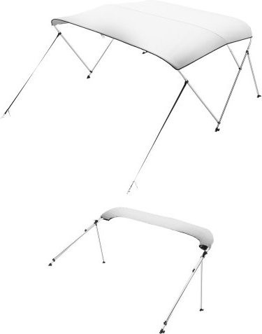 VEVOR Bimini Top für Boote mit 3 Bögen, wasserdichte 600D Polyester Überdachung mit Aluminiumlegierung-Gestell, Farbe: Hellgrau, B/T/H: 152,4 x 137,15 x 116,84 cm - Bild 1