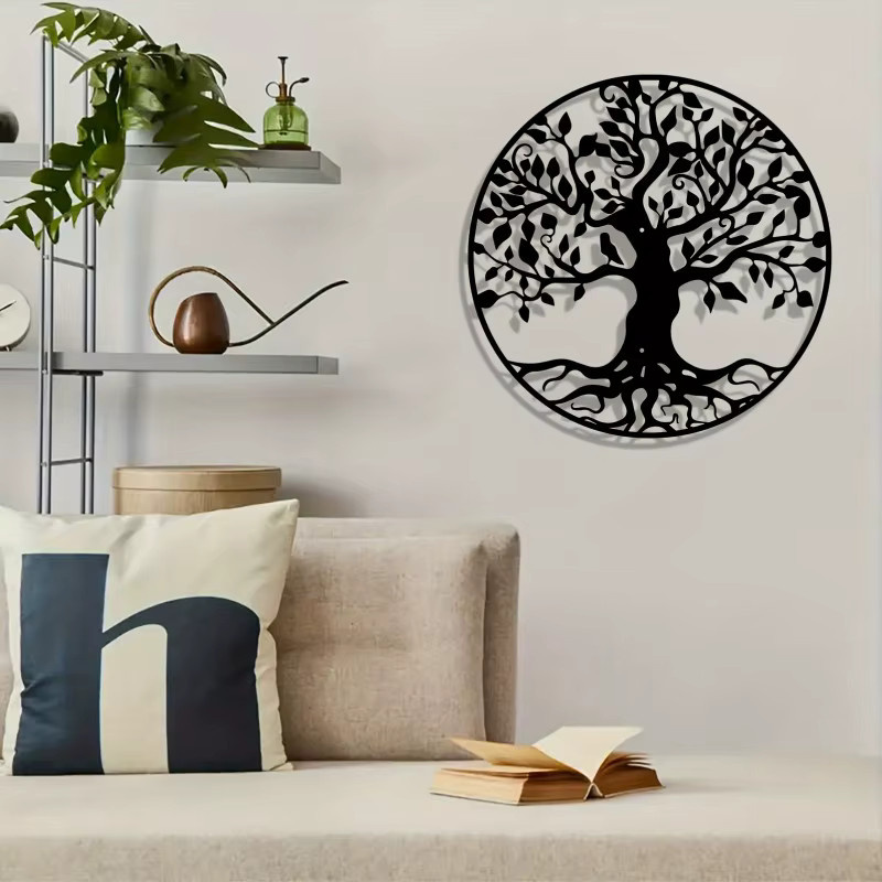CIFBUY Wandkunst Lebensbaum mit Vögeln aus Metall in Schwarz als wetterfeste Metalldekoration für die Wandmontage - Bild 3