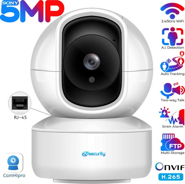 Zysecurity 5MP Indoor-Überwachungskamera mit PTZ, menschlicher Erkennung, automatischer Verfolgung und 2-Wege-Audio via WLAN - Bild 1