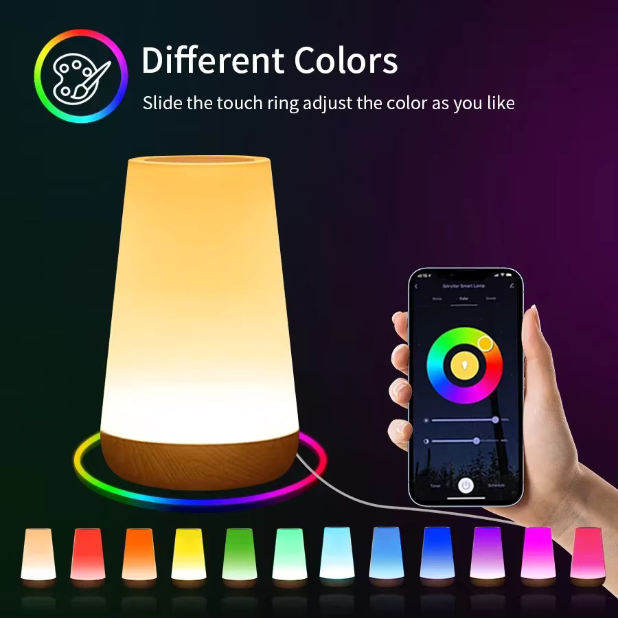ATcomm Tuya WiFi Smart LED Nachtlicht RGB Tischlampe mit Touch-Steuerung und App-Steuerung für Alexa und Google Home, Mehrfarbig - Bild 3