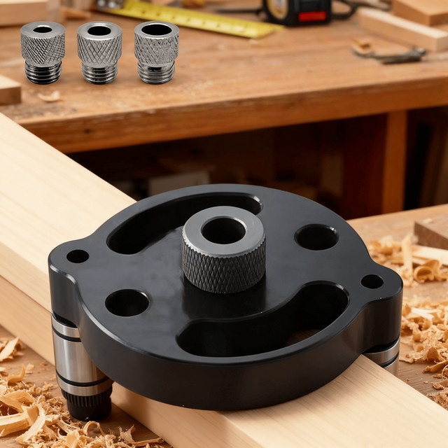 Wnew Selbstzentrierendes Bohrform-Set aus Aluminiumlegierung in Schwarz für die Holzbearbeitung und Möbelverbindung - Bild 1