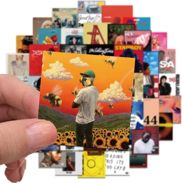 55 Stück Künstler und Sänger Album Cover Aufkleber Set in Multicolour für Laptop, Telefon und Gepäck als Geschenk für Kinder - Bild 1