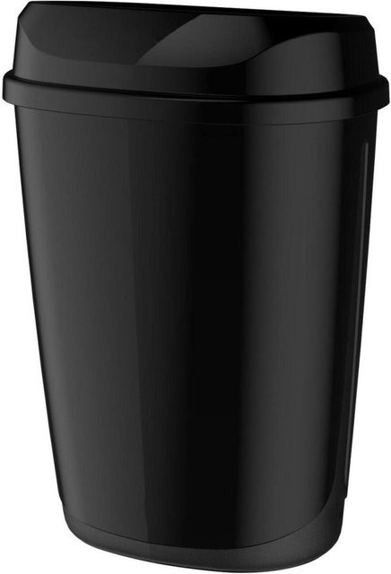 Plock Mülleimer mit Wandhalterung und Flip-Lid, Schwarz, 32 Liter, B: 40 cm, H: 58 cm, T: 27 cm - Bild 1