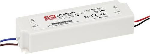 Mean Well LPV-35-15 LED-Trafo Konstantspannung 36W 15 V/DC 0 - 2.4A weiß IP67 Driver - Bild 1