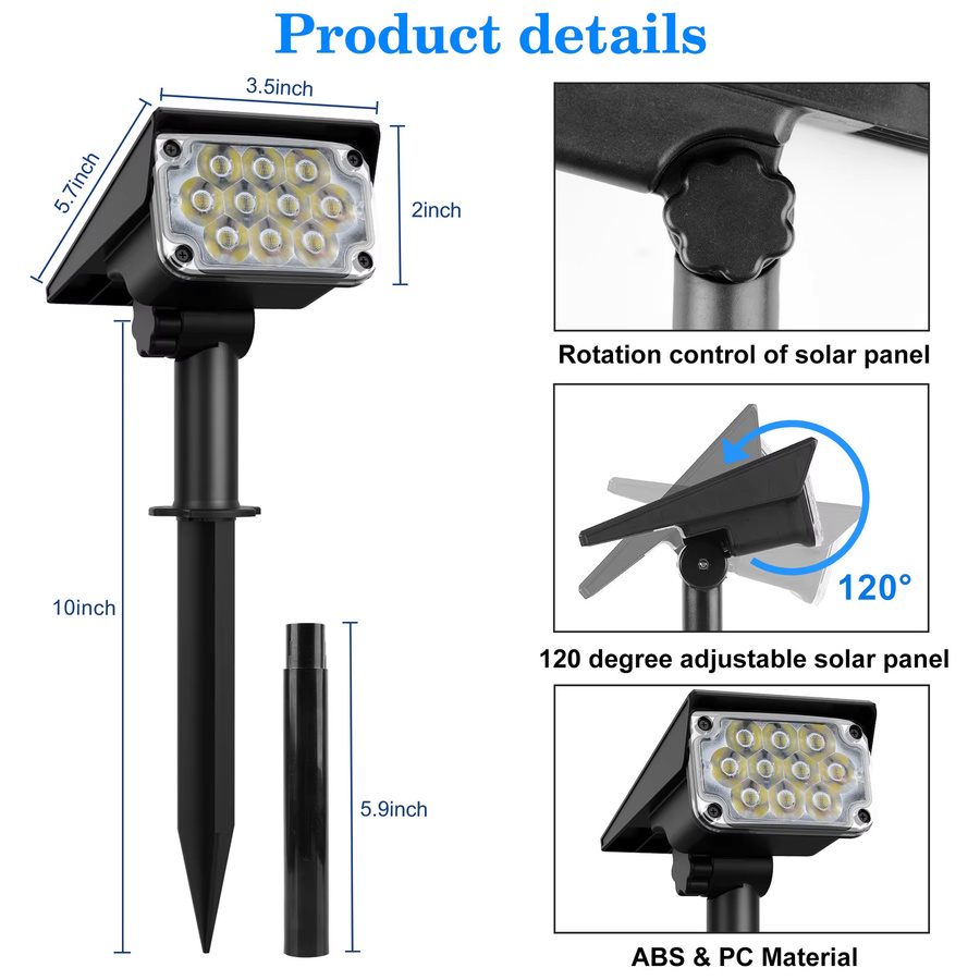 T-SUNRISE RGB Solar-Flutlicht in Schwarz, wasserdichter LED-Landschaftsstrahler IP65 für Garten und Terrasse - Bild 3