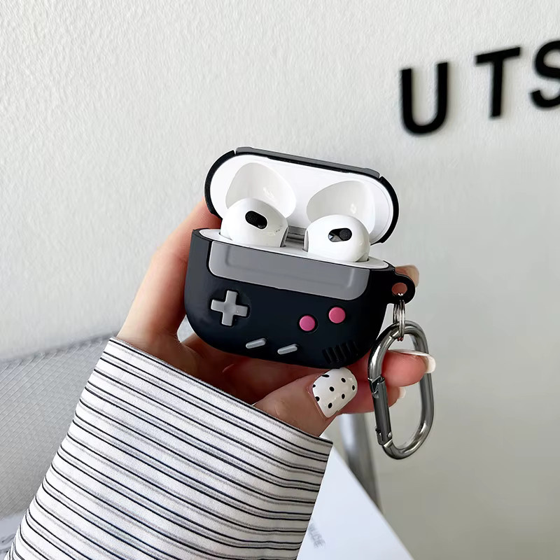Schutzhülle im 3D Gamepad Gameboy Design für Apple AirPods Pro 2, AirPods 1, 2 und 3, Farbe: Schwarz - Bild 3