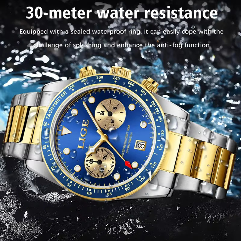 LIGE Chronograph, Quarz, Edelstahl, Herren - Bild 5