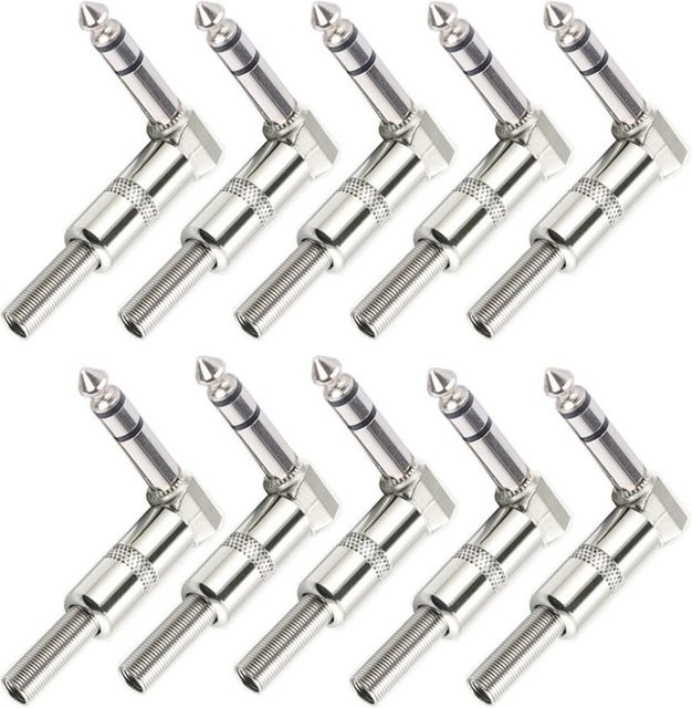BOHCHONG 10er Set Stereo 6,35mm Audio Stecker und Buchsen in Silber für Mischpult und Mikrofon Kabel zum Schweißen - Bild 1
