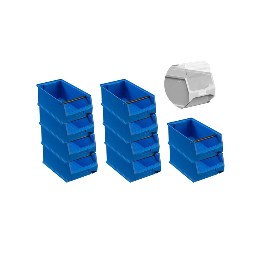 PROREGAL SparSet 10 x Blaue Sichtlagerbox 4.1 mit Griffstange und Abdeckung, H x B x T: 15 x 20 x 35 cm - Bild 2