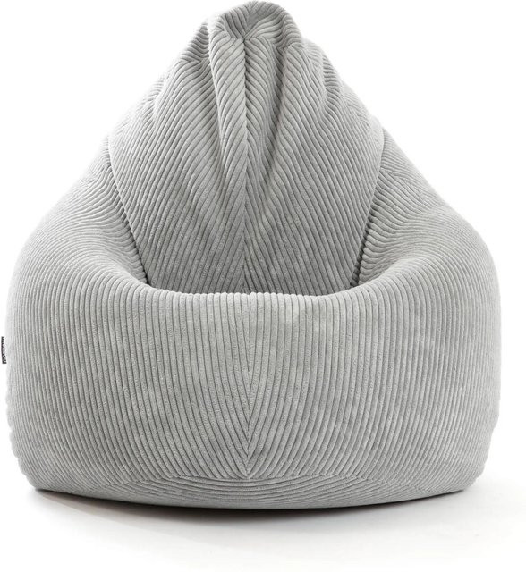 mokebo Sitzsack Der Tagträumer XXL aus Cord in Grau mit EPS-Perlen Füllung und abnehmbarem Bezug - Bild 1