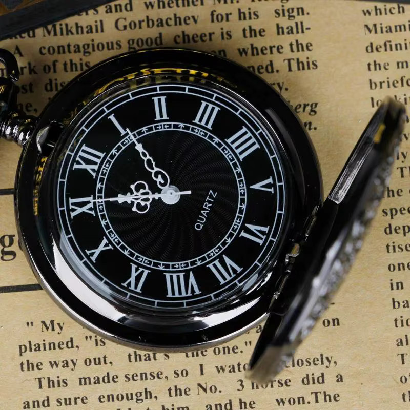 TINUORA Halskettenanhänger Taschenuhr, Quarz, Schwarz, Unisex - Bild 3