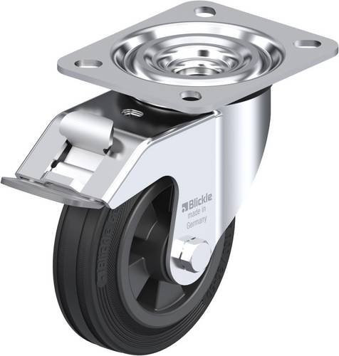 Blickle 9712 L-VPP 100R-FI Lenkrolle mit Feststeller in Schwarz und Silber, Rad-Durchmesser: 100 mm, Tragfähigkeit: 70 kg - Bild 1