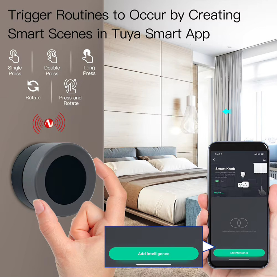 MOES Tuya ZigBee Smart Knob Switch – Batteriebetriebener kabelloser Szenen-Button Controller zur Automatisierung via Smart Life App - Bild 3