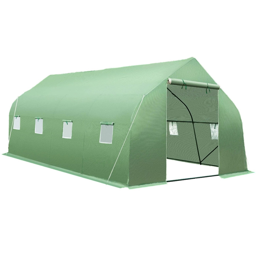 tectake Foliengewächshaus in Zeltform mit 8 Fenstern und Reißverschlussöffnung, Grün, B/T/H: 600 x 300 x 205 cm - Bild 3