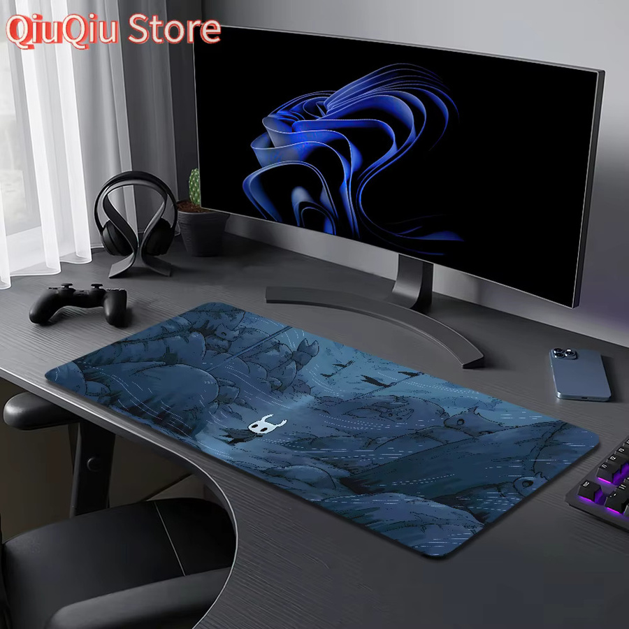 Hollow Knight Mauspad Potdemiel Schreibtischunterlage in Blau, große rutschfeste und ergonomische Tastaturunterlage aus Gummi - Bild 3