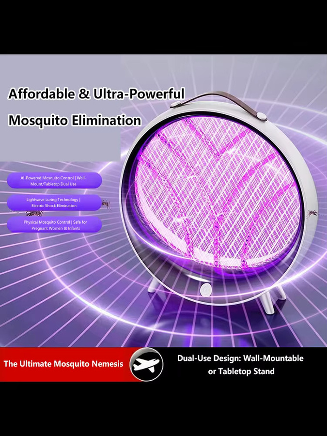 Lenovo 2-in-1 Insektenvernichter Mückenkiller-Lampe mit UV-Licht für Innen und Außen, USB-aufladbarer elektrischer Insektenfänger in Silber oder Weiß - Bild 4