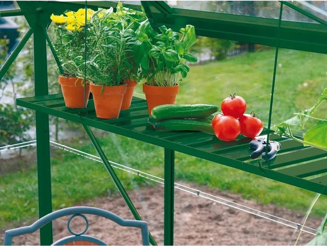 Vitavia abklappbares Alu-Pflanzregal für Gewächshäuser, Grün, Breite: 120 cm, Tiefe: 31 cm - Bild 1