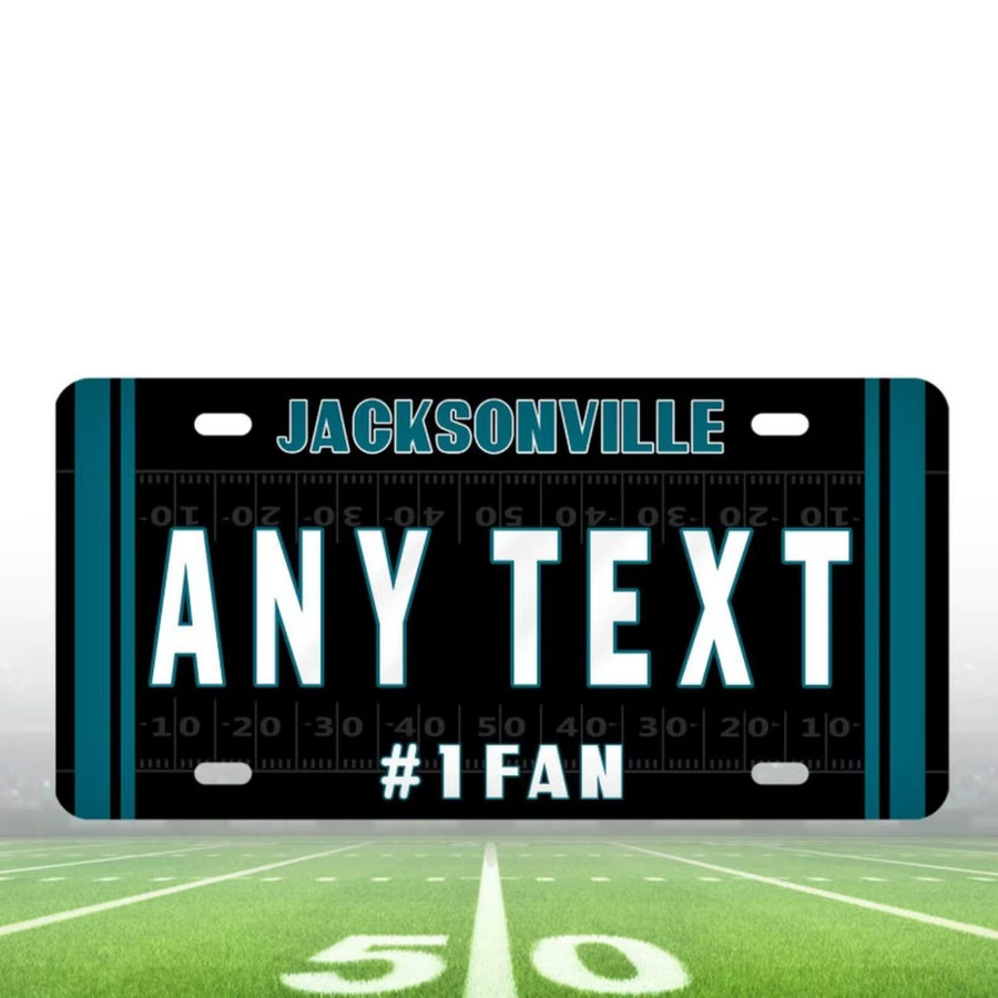 Personalisiertes Jacksonville Jaguars Aluminium-Nummernschild von CIFBUY in Schwarz und Weiß zur Auto- oder Heimdekoration - Bild 3