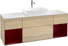 V&B Finion Waschtischunterschrank in Weiß mit Eichen-Elementen und integrierter Beleuchtung, Breite: 160 cm - Bild 1