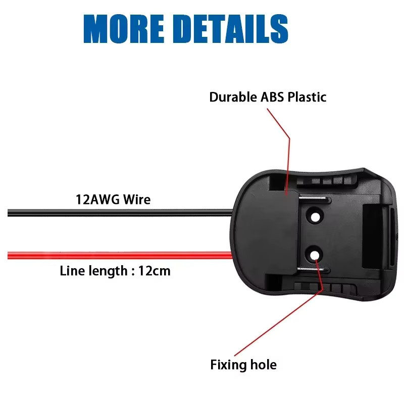 DIY Batterieadapter für Makita 18 V Akkus mit Sicherung und 14 AWG Drähten in Schwarz - Bild 1