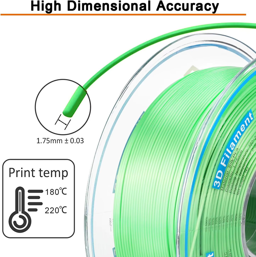 Filajoy3D PLA-Filament 1,75 mm für FDM 3D-Drucker in Seidengrün und Schwarz mit glänzendem Metallic-Effekt - Bild 2