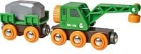 BRIO Grüner Kranwagen mit Anhänger Spielfahrzeug aus Holz ab 3 Jahren - Bild 2