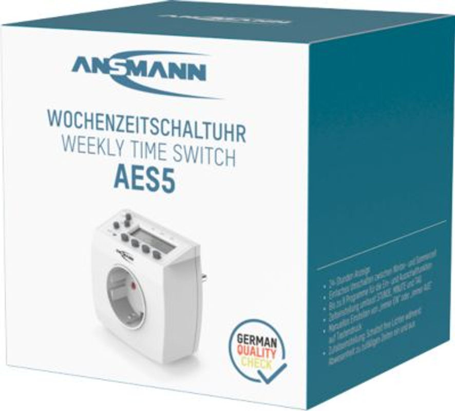 Ansmann AES5 Digitale Wochenzeitschaltuhr in Weiß mit 8 Programmen und 24 h Format - Bild 2