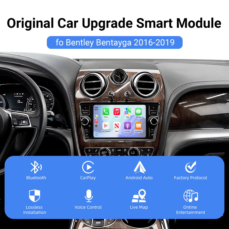 EzoneTronics OEM Bildschirm-Upgrade Decoderbox für Bentley Bentayga 2016–2019 mit CarPlay und Android Auto Retrofit Kit in Schwarz - Bild 2
